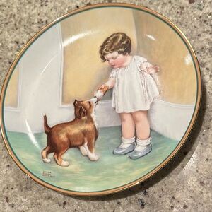 The Reward Bessie Pease Gutmann Vintage Collectable Decorative Plate Child Dog